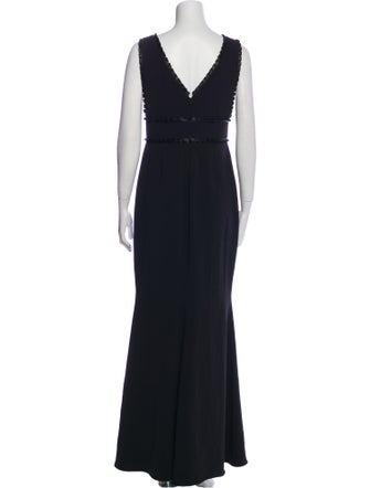 Badgley Mischka V-Neck Long Dress