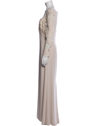 Badgley Mischka Square Neckline Long Dress