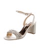 Badgley Mischka Faux Pearl Accents Satin Sandals