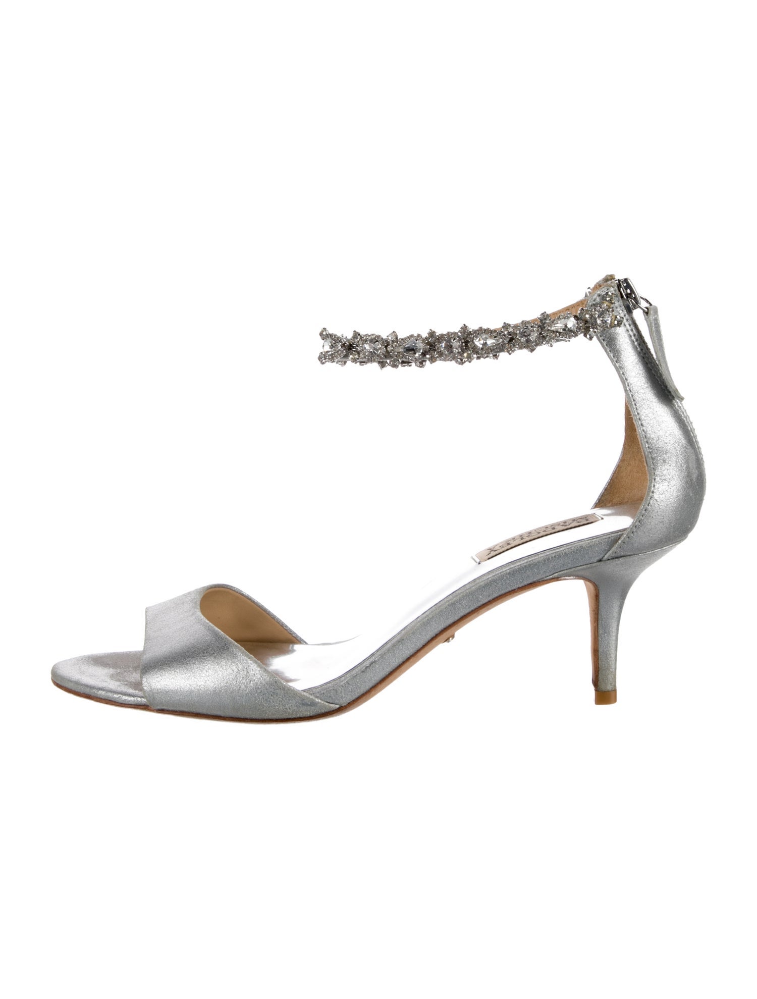 Badgley Mischka Satin Crystal Embellishments Sandals