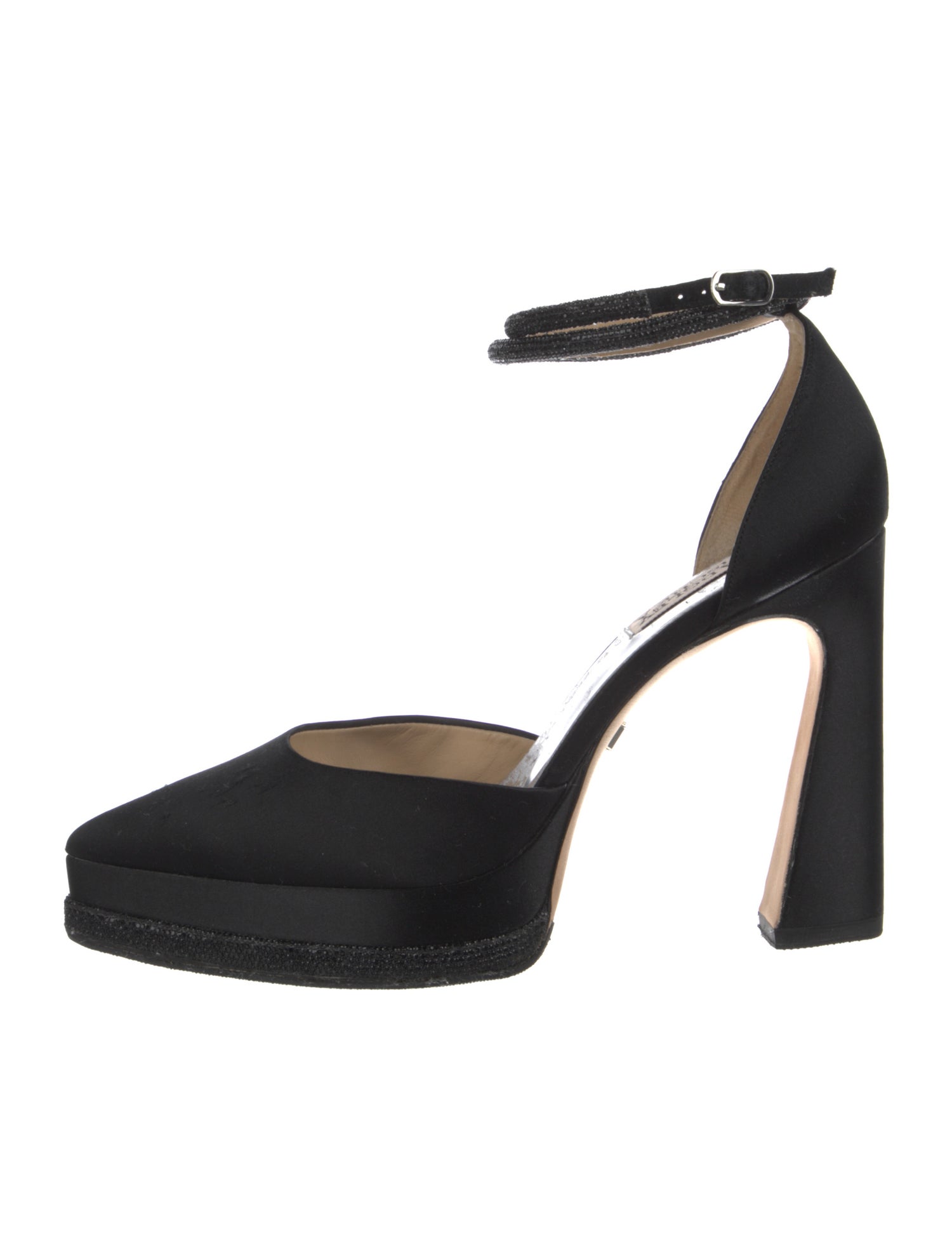 Badgley Mischka Satin Crystal Embellishments D'Orsay Pumps