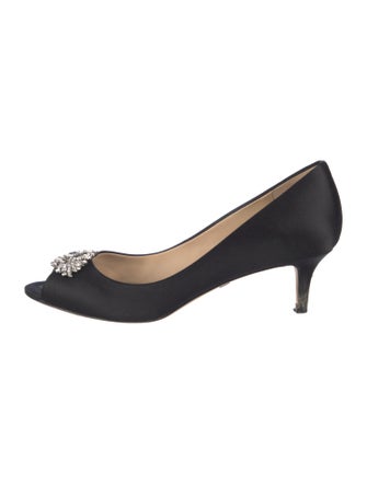 Badgley Mischka Satin Crystal Embellishments Pumps