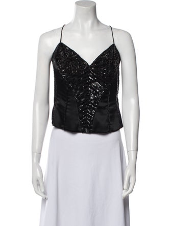 Badgley Mischka V-Neck Sleeveless Crop Top