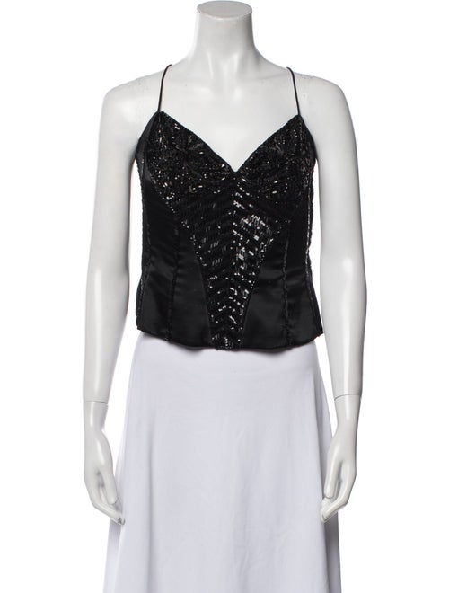 Badgley Mischka V-Neck Sleeveless Crop Top