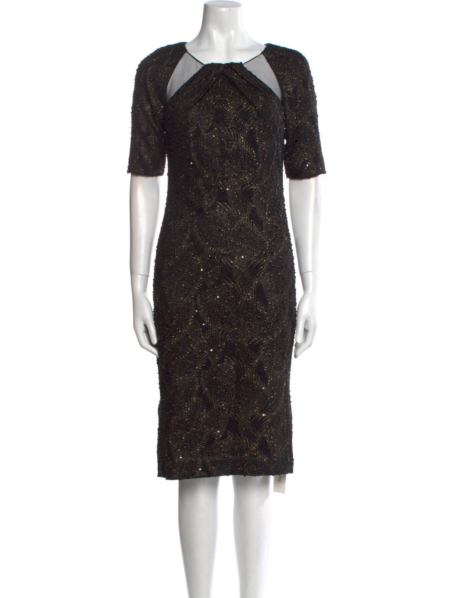 Badgley Mischka V-Neck Knee-Length Dress