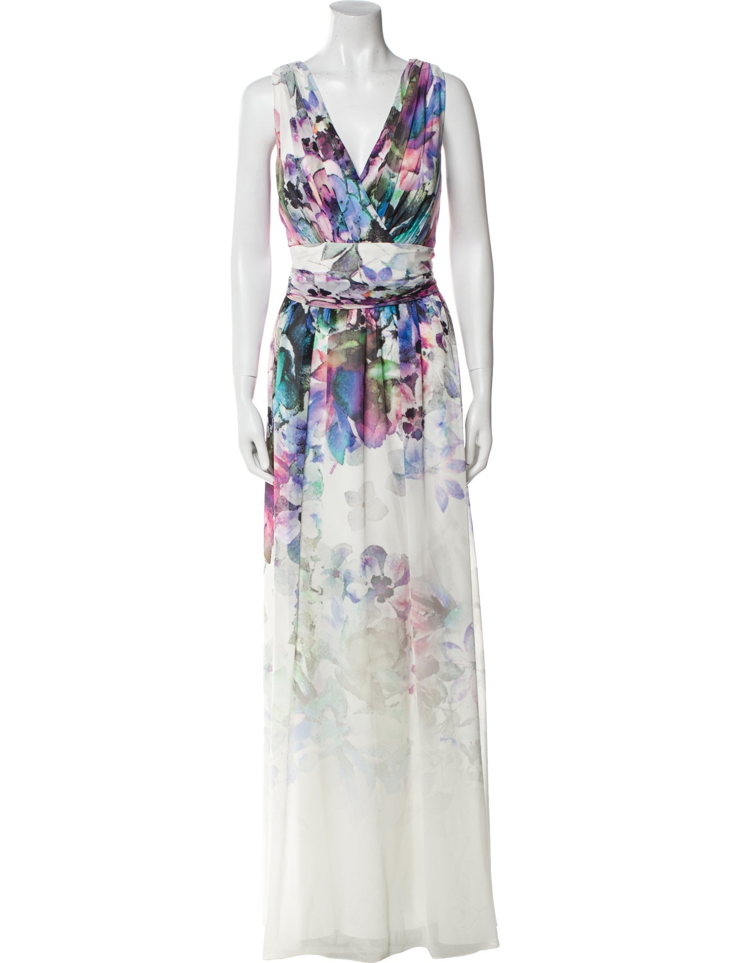 Badgley Mischka Floral Print Long Dress
