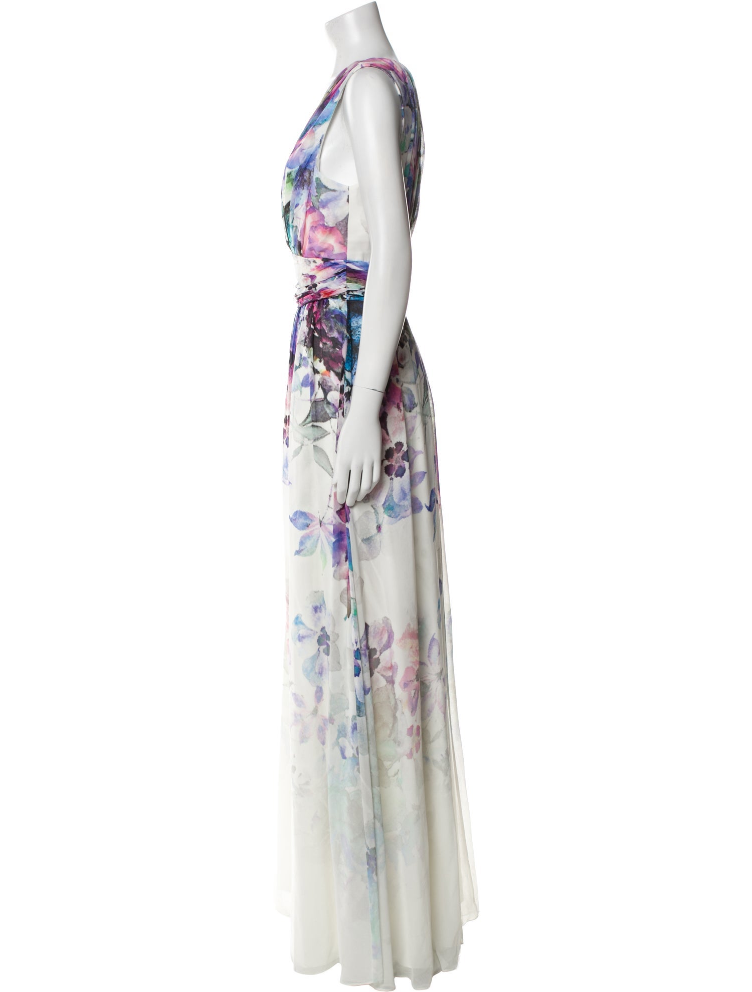 Badgley Mischka Floral Print Long Dress