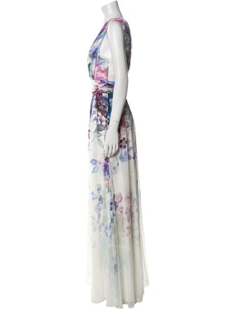 Badgley Mischka Floral Print Long Dress