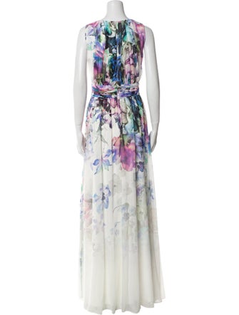 Badgley Mischka Floral Print Long Dress