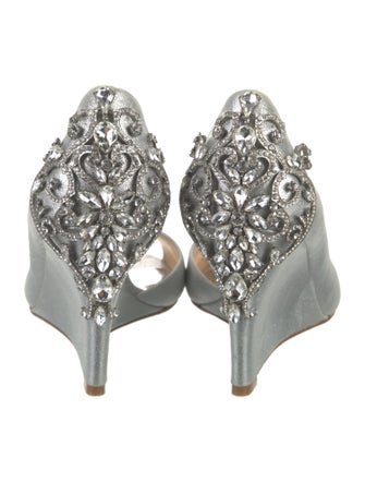 Badgley Mischka Leather Crystal Embellishments Sandals