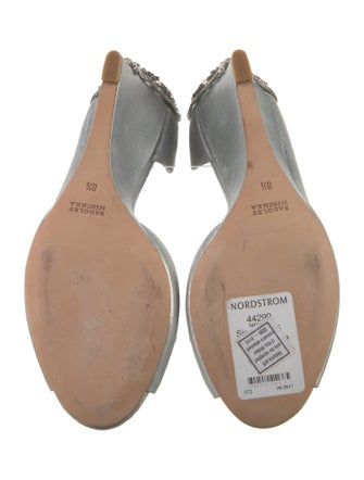 Badgley Mischka Leather Crystal Embellishments Sandals