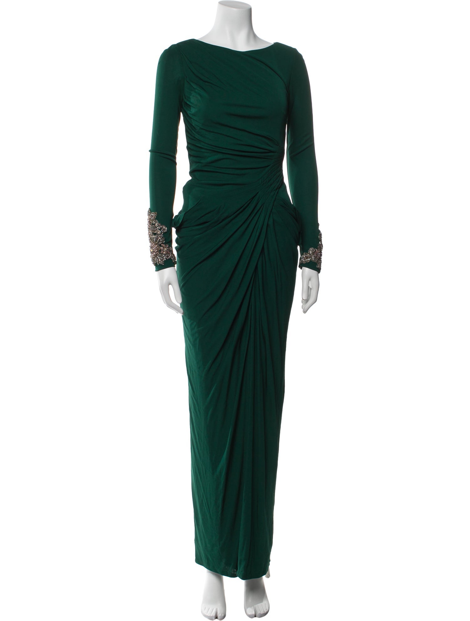 Badgley Mischka Bateau Neckline Long Dress