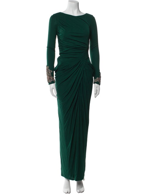 Badgley Mischka Bateau Neckline Long Dress