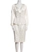 Badgley Mischka Printed Beaded Accents Skirt Suit