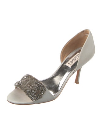 Badgley Mischka Satin Crystal Embellishments Sandals
