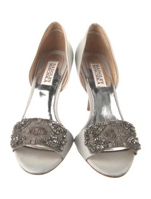 Badgley Mischka Satin Crystal Embellishments Sandals