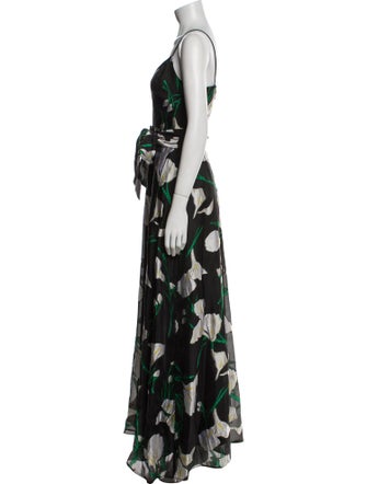 Badgley Mischka Floral Print Long Dress