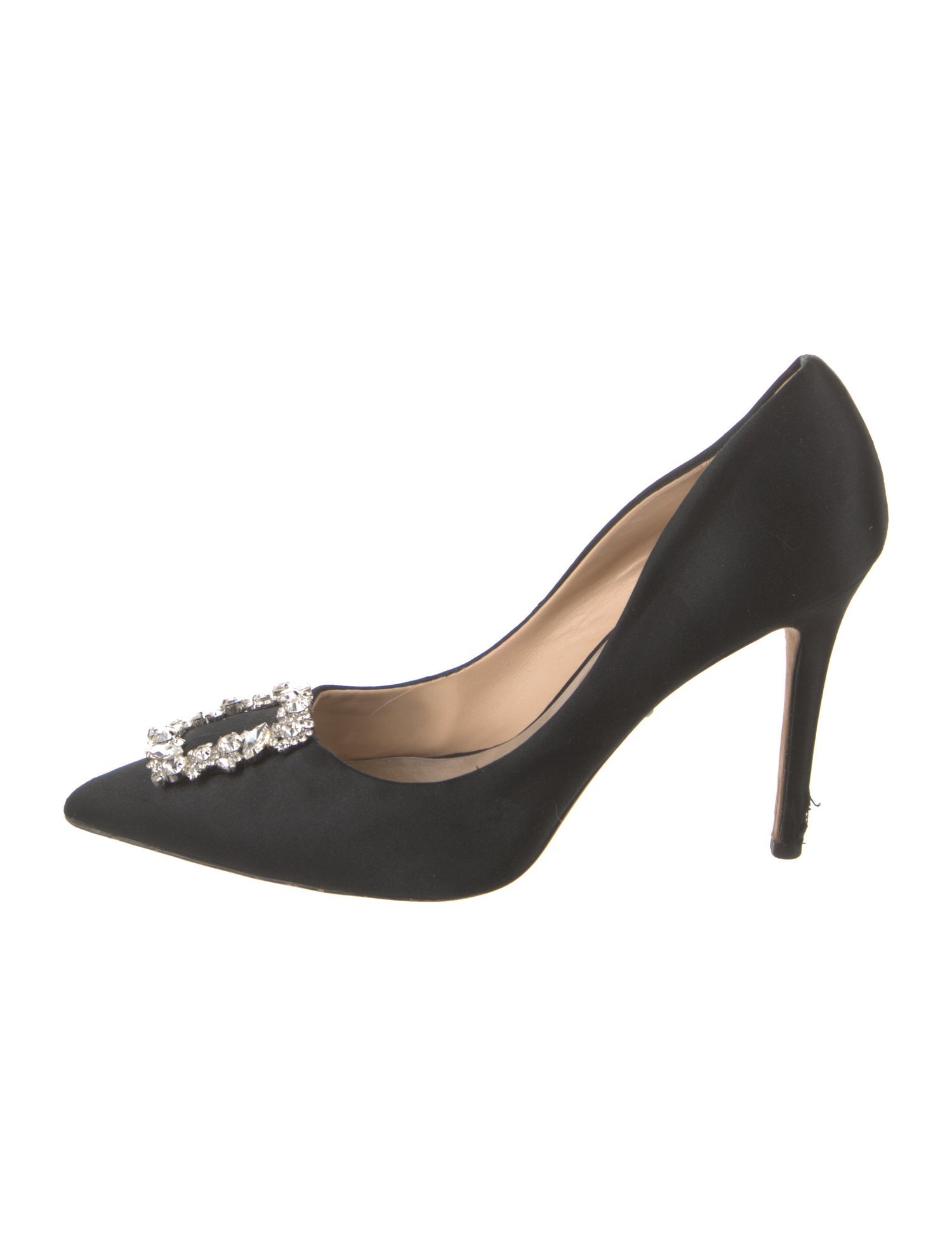 Badgley Mischka Satin Crystal Embellishments Pumps