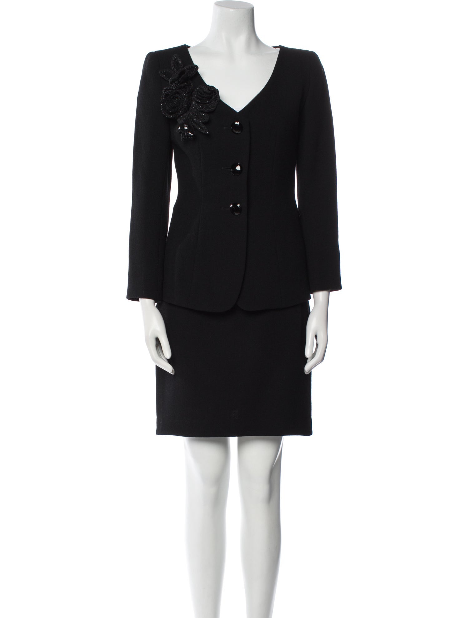 Badgley Mischka Wool Pleated Accents Skirt Set