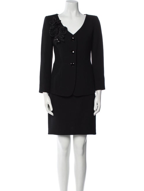 Badgley Mischka Wool Pleated Accents Skirt Set