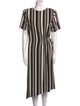 Badgley Mischka Striped Midi Length Dress