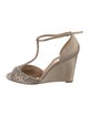 Badgley Mischka Satin Crystal Embellishments T-Strap Pumps