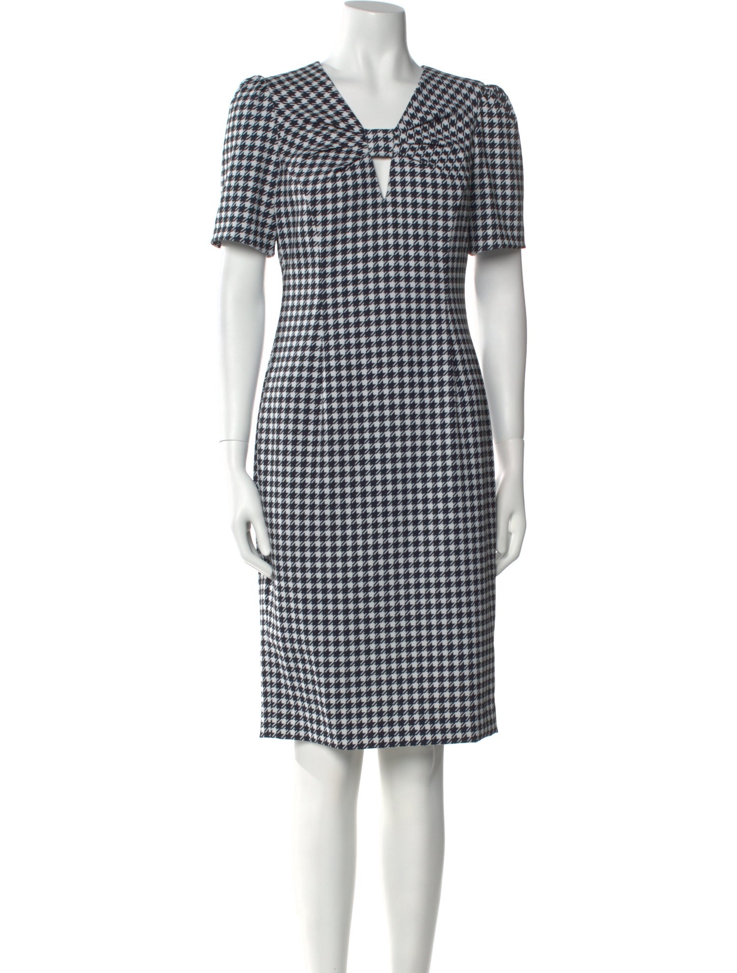 Badgley Mischka Plaid Print Knee-Length Dress