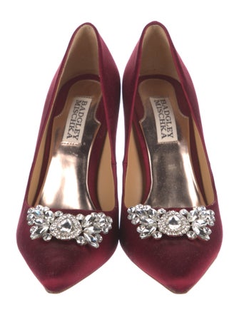 Badgley Mischka Satin Crystal Embellishments Pumps