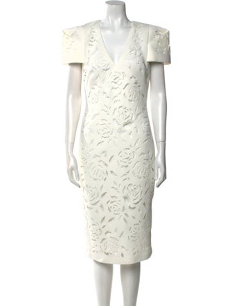 Badgley Mischka Printed Midi Length Dress