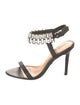 Badgley Mischka Leather Crystal Embellishments Sandals
