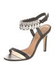 Badgley Mischka Leather Crystal Embellishments Sandals