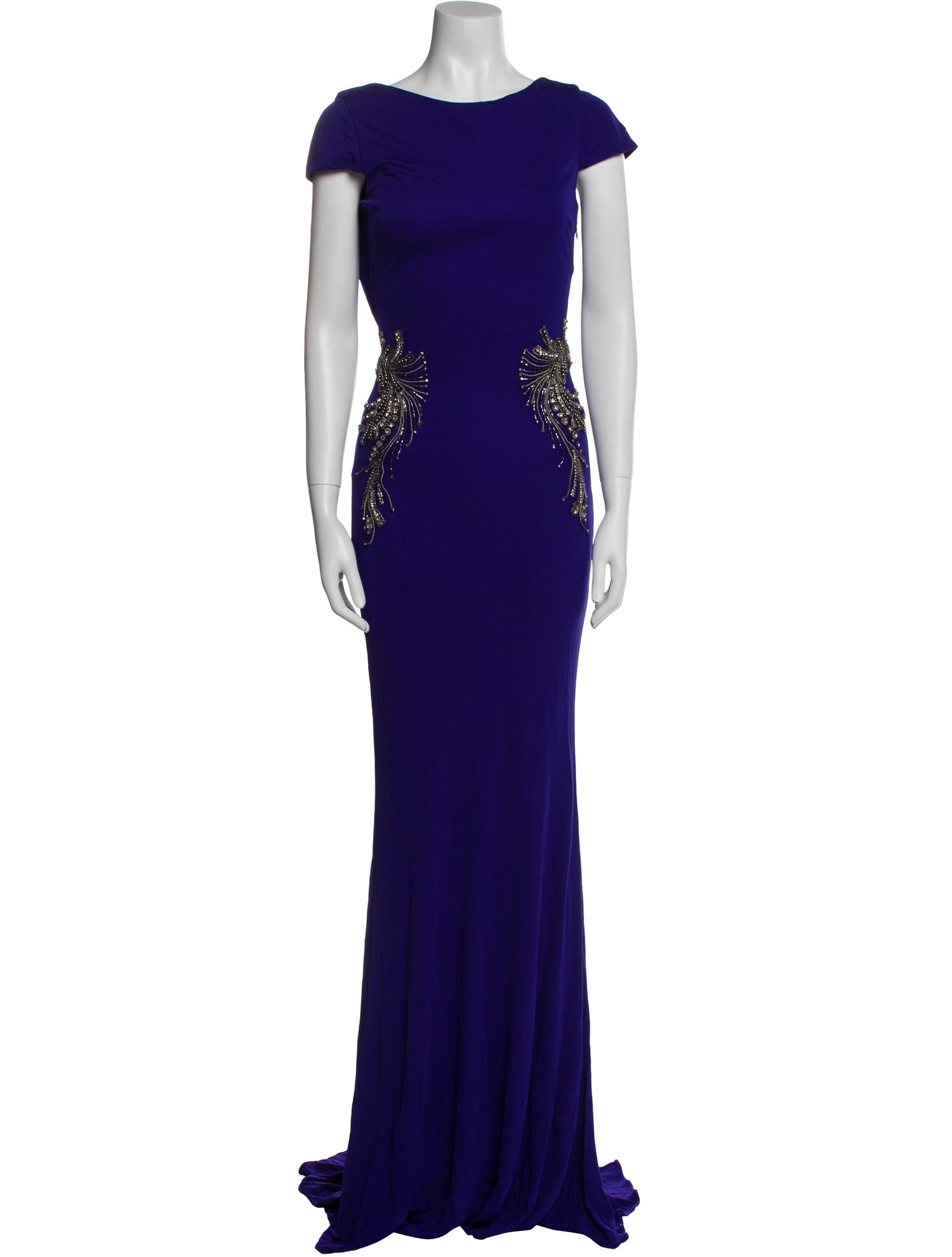 Badgley Mischka Bateau Neckline Long Dress