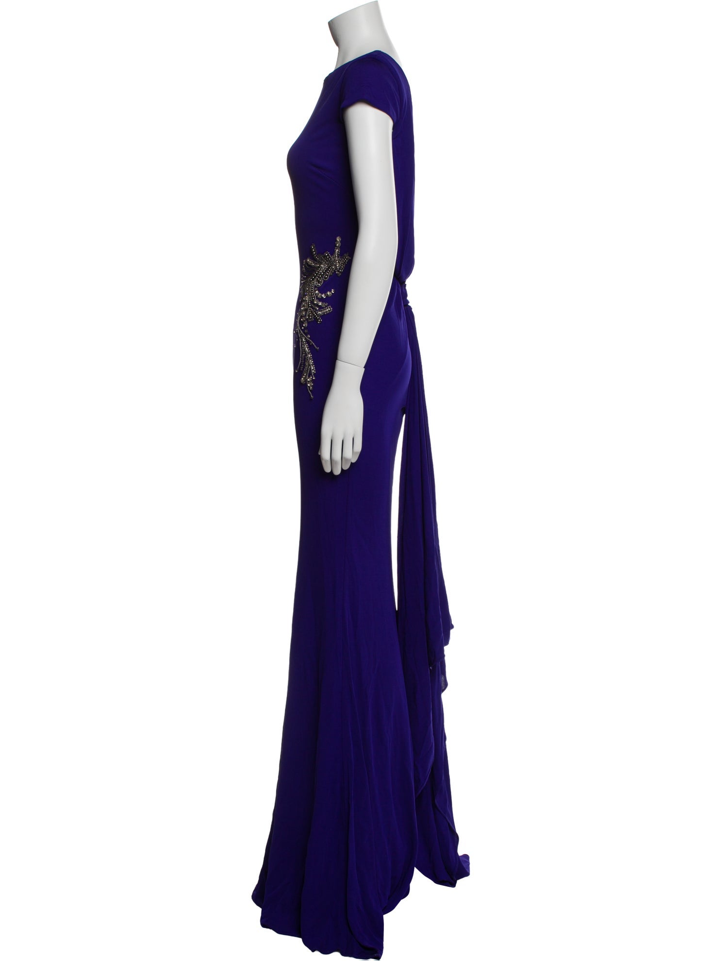 Badgley Mischka Bateau Neckline Long Dress