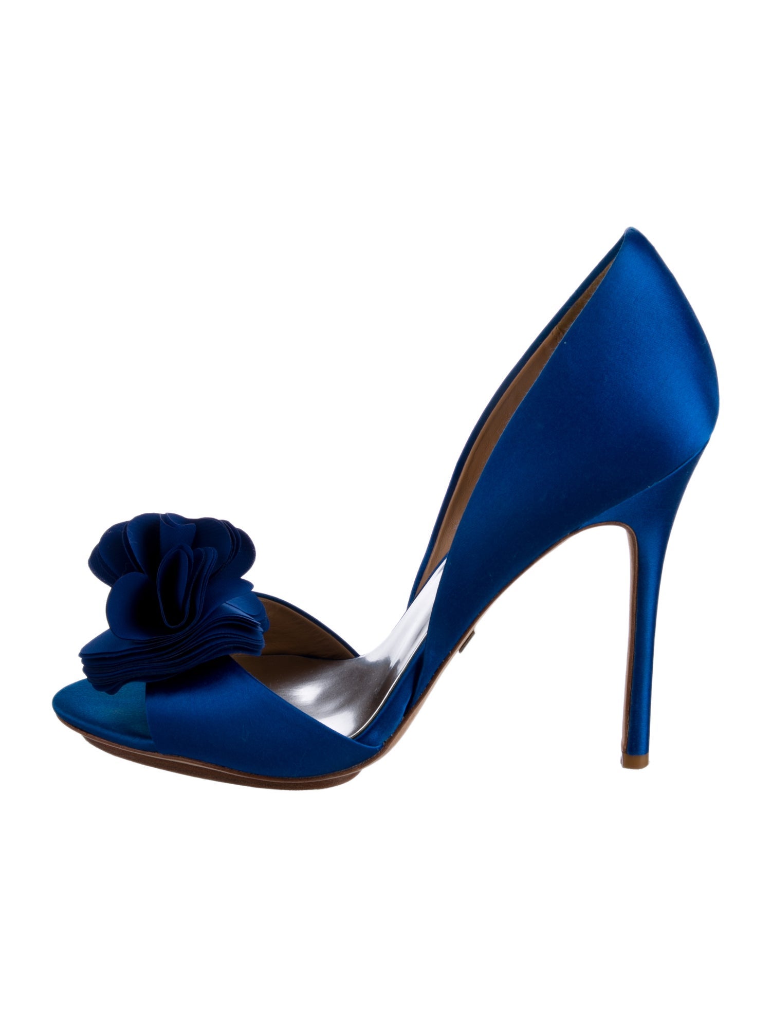 Badgley Mischka Satin Crystal Embellishments D'Orsay Pumps