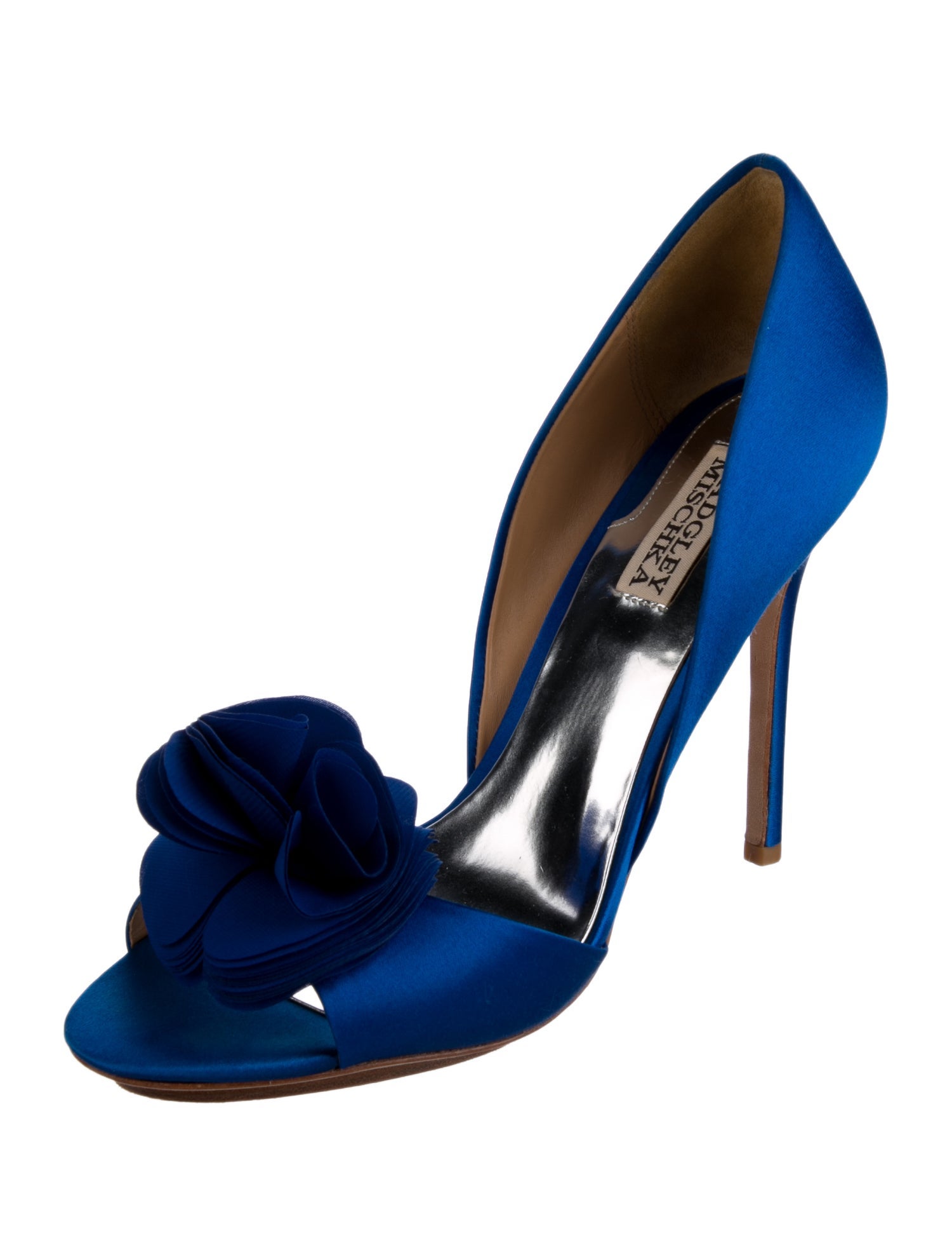 Badgley Mischka Satin Crystal Embellishments D'Orsay Pumps