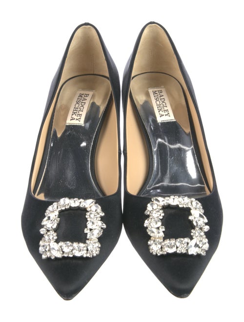 Badgley Mischka Satin Crystal Embellishments Pumps