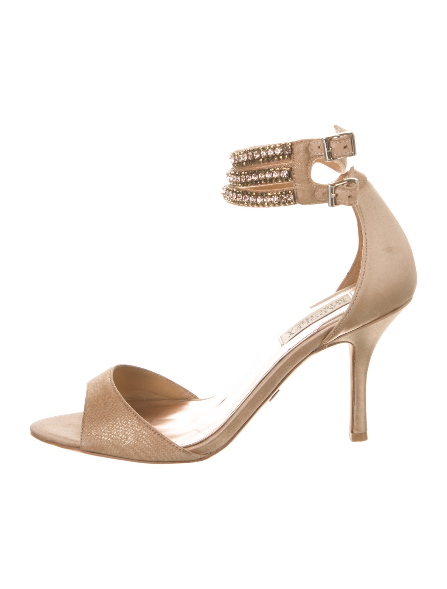Badgley Mischka Satin Crystal Embellishments D'Orsay Pumps