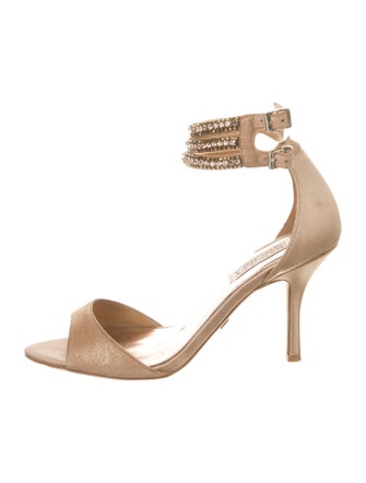 Badgley Mischka Satin Crystal Embellishments D'Orsay Pumps