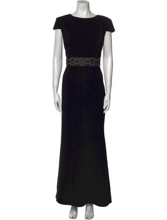 Badgley Mischka Lace Pattern Long Dress