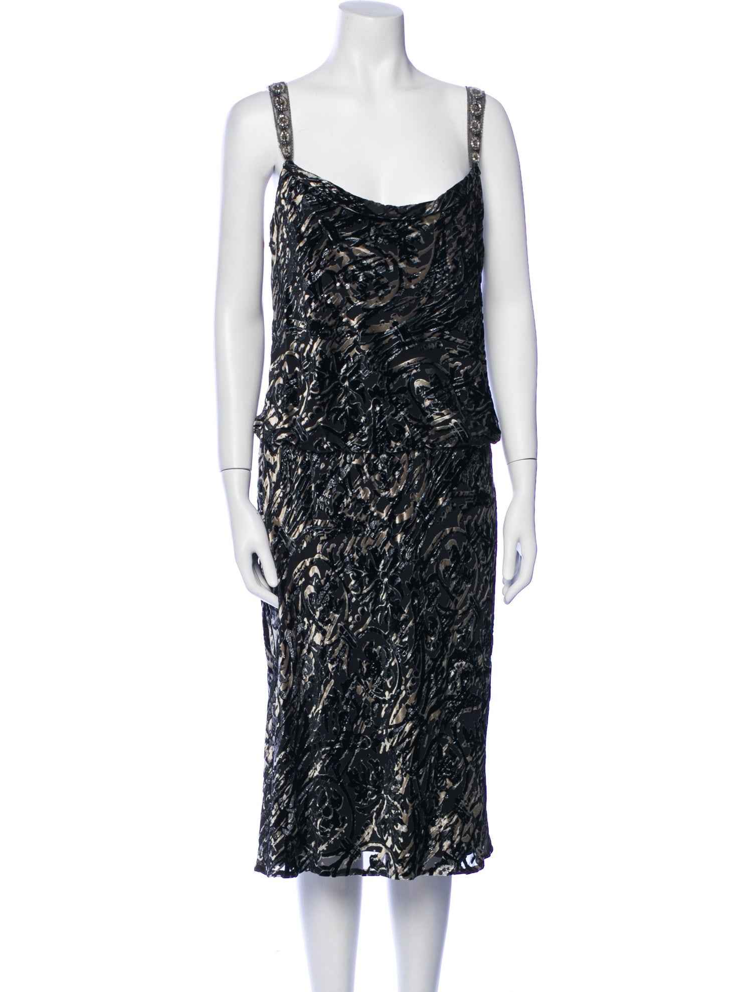 Badgley Mischka Printed Midi Length Dress w/ Tags