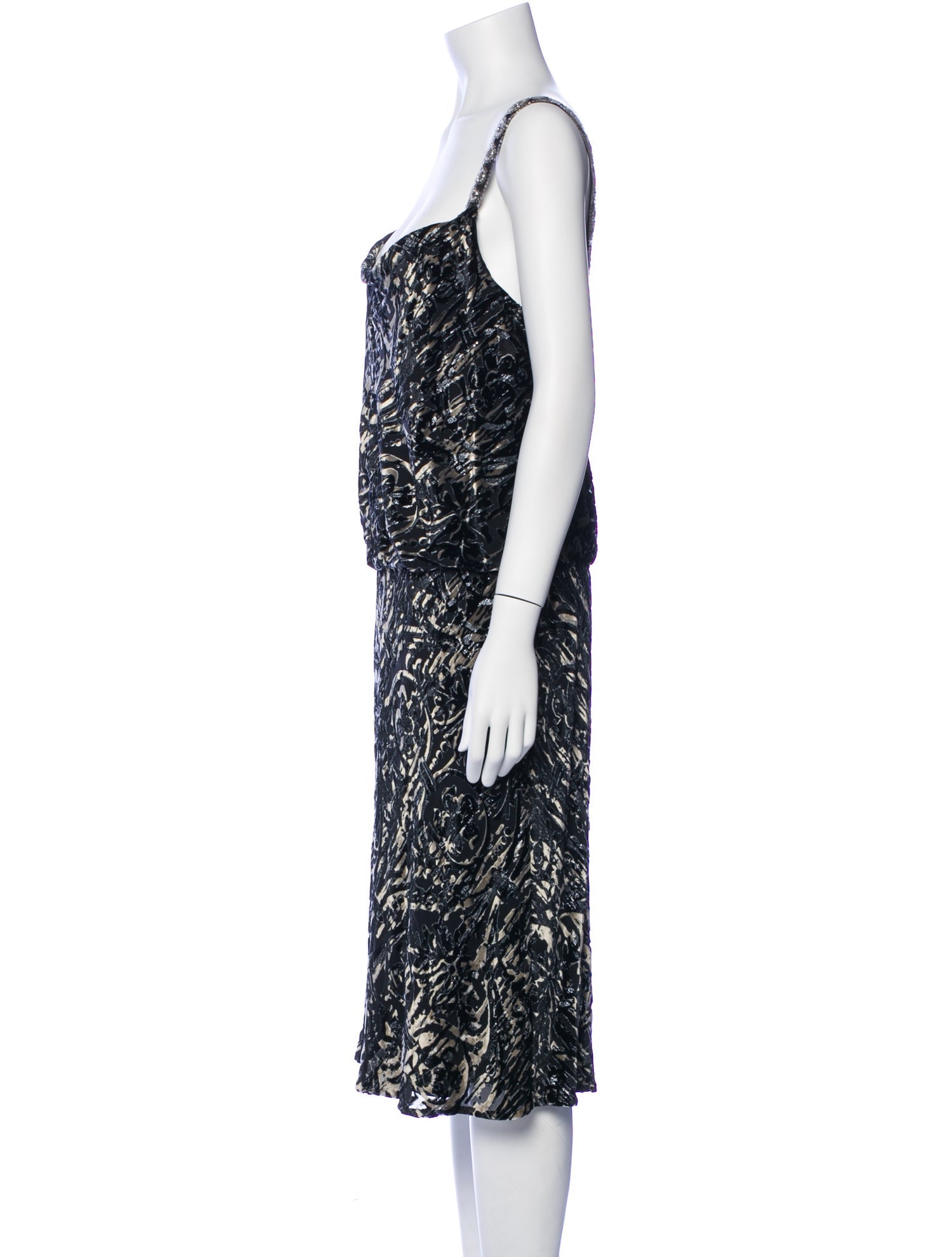 Badgley Mischka Printed Midi Length Dress w/ Tags