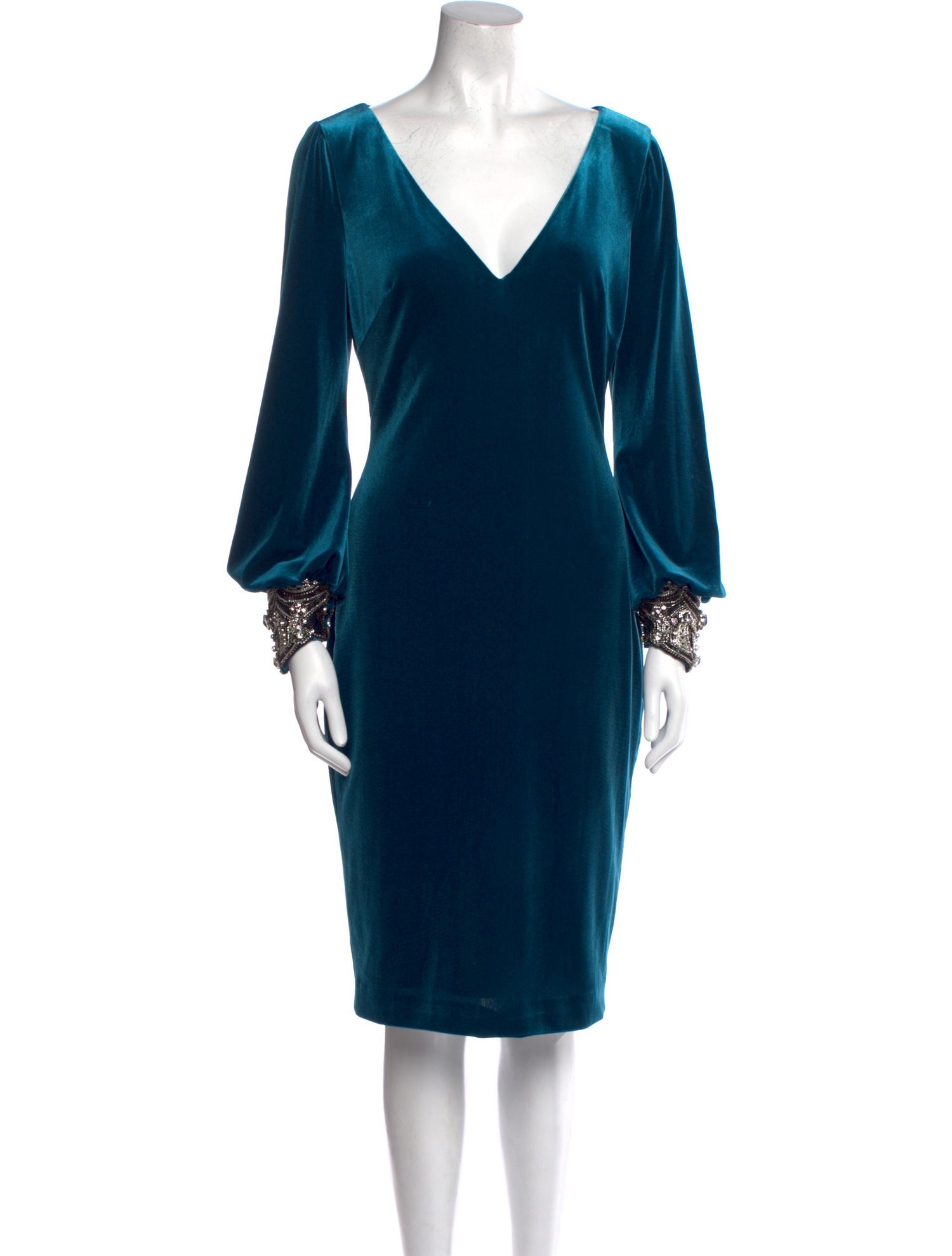 Badgley Mischka V-Neck Midi Length Dress