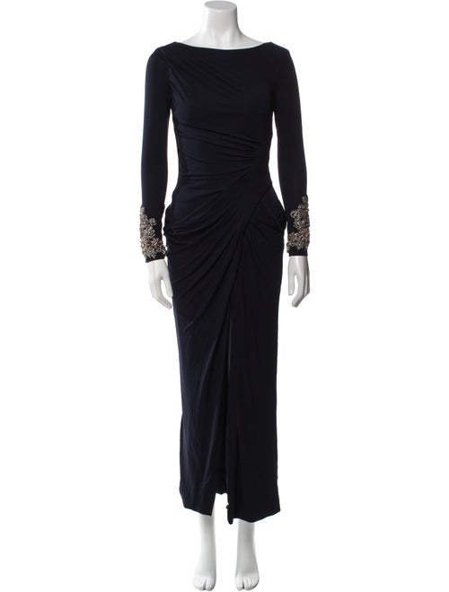 Badgley Mischka Bateau Neckline Long Dress