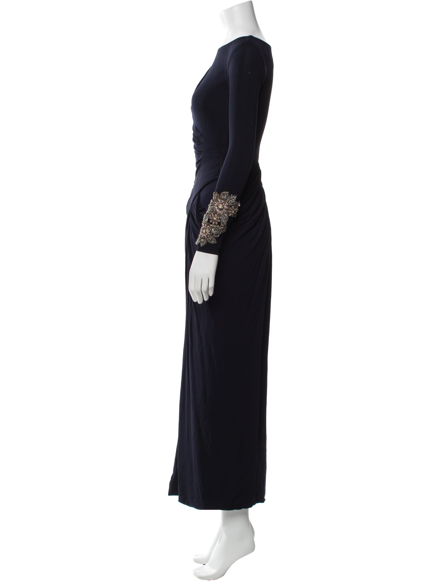 Badgley Mischka Bateau Neckline Long Dress
