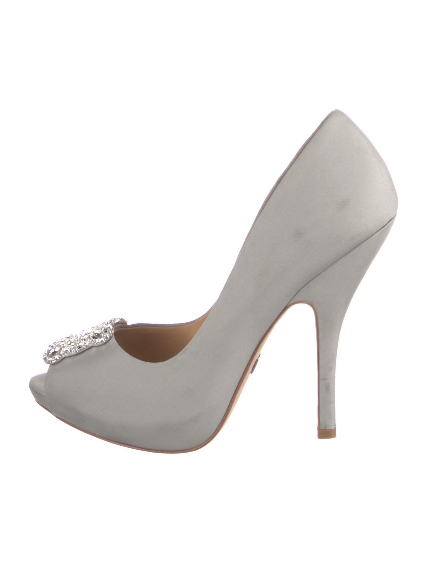 Badgley Mischka Satin Crystal Embellishments Pumps