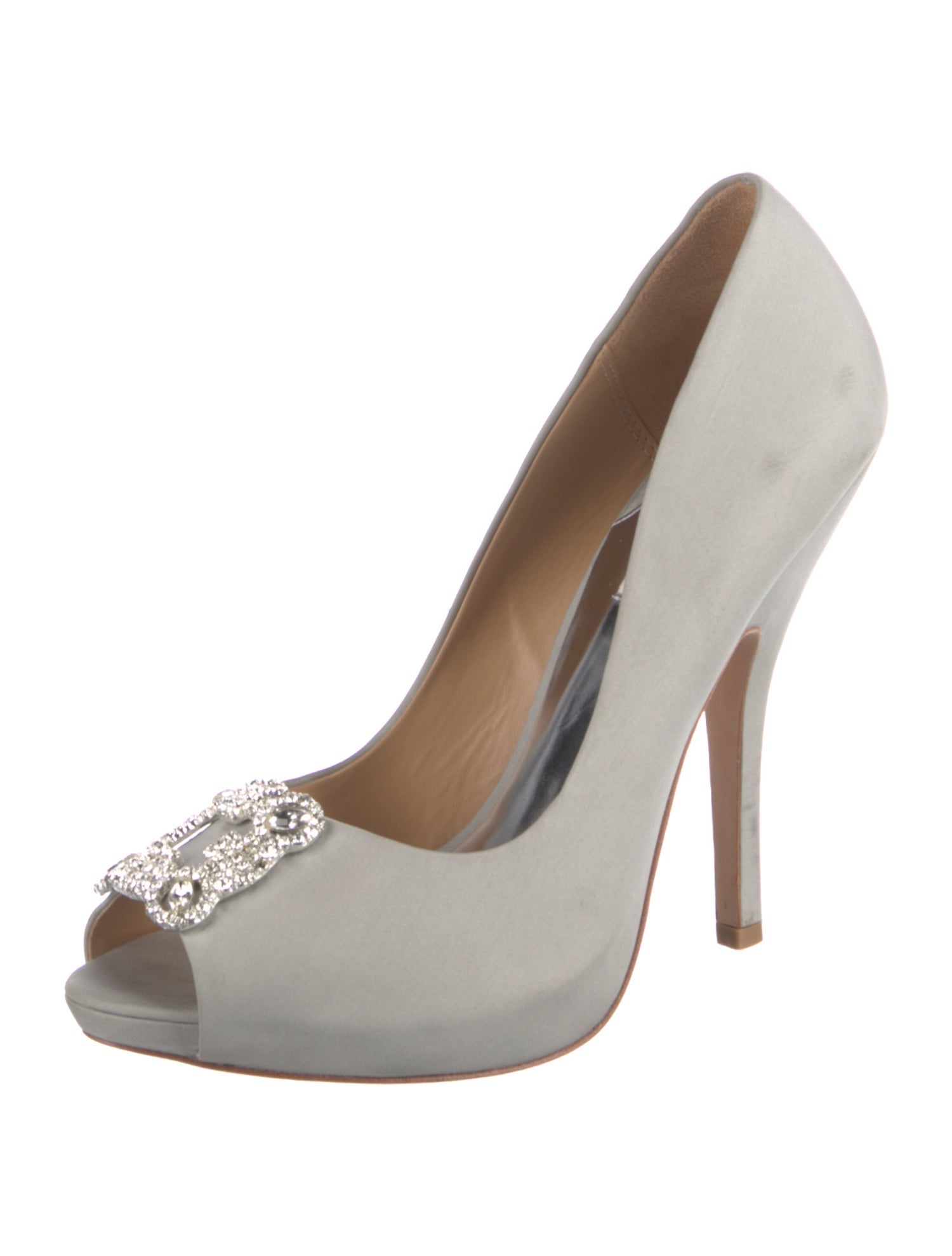 Badgley Mischka Satin Crystal Embellishments Pumps