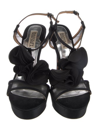Badgley Mischka Satin T-Strap Sandals