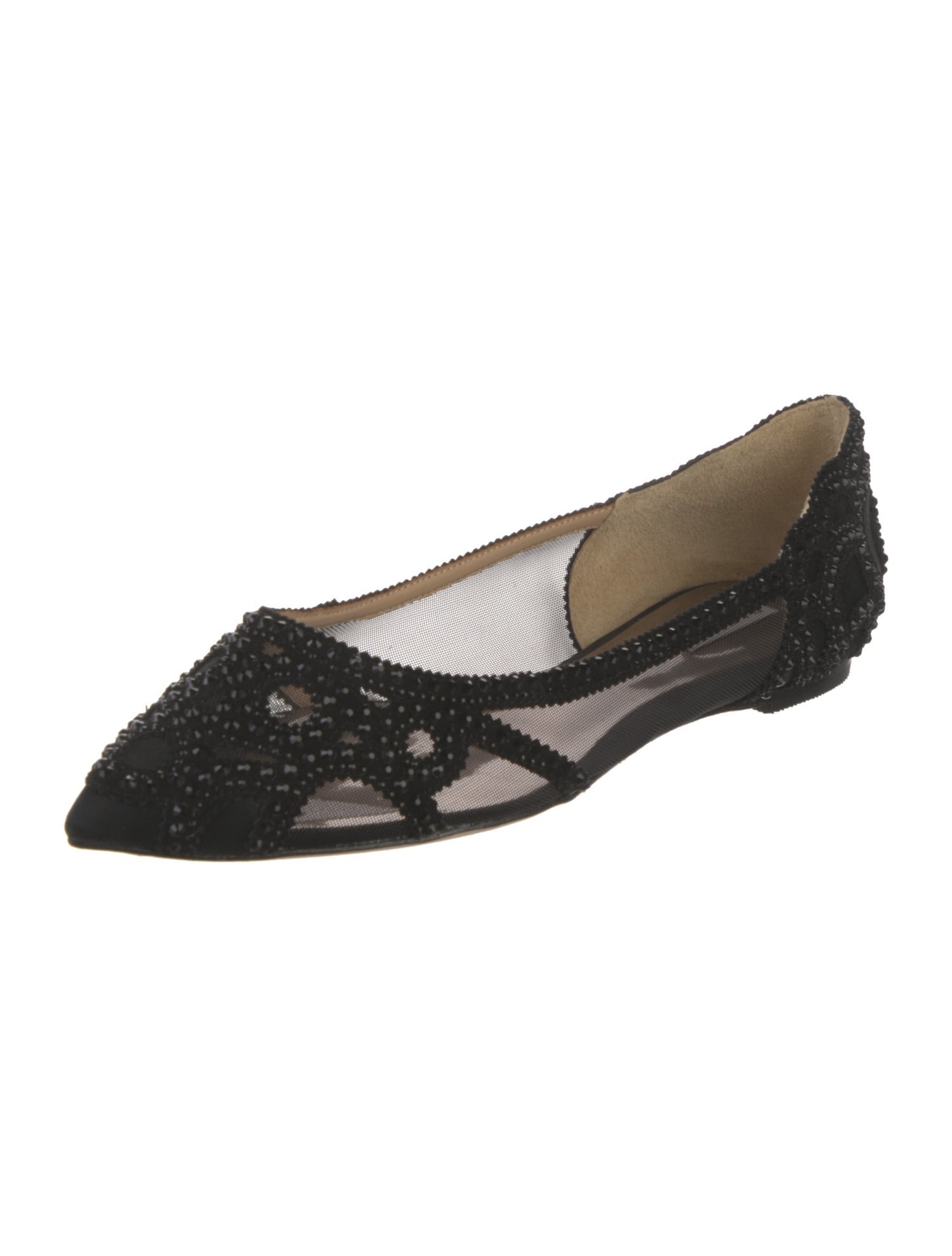 Badgley Mischka Mesh Crystal Embellishments Flats