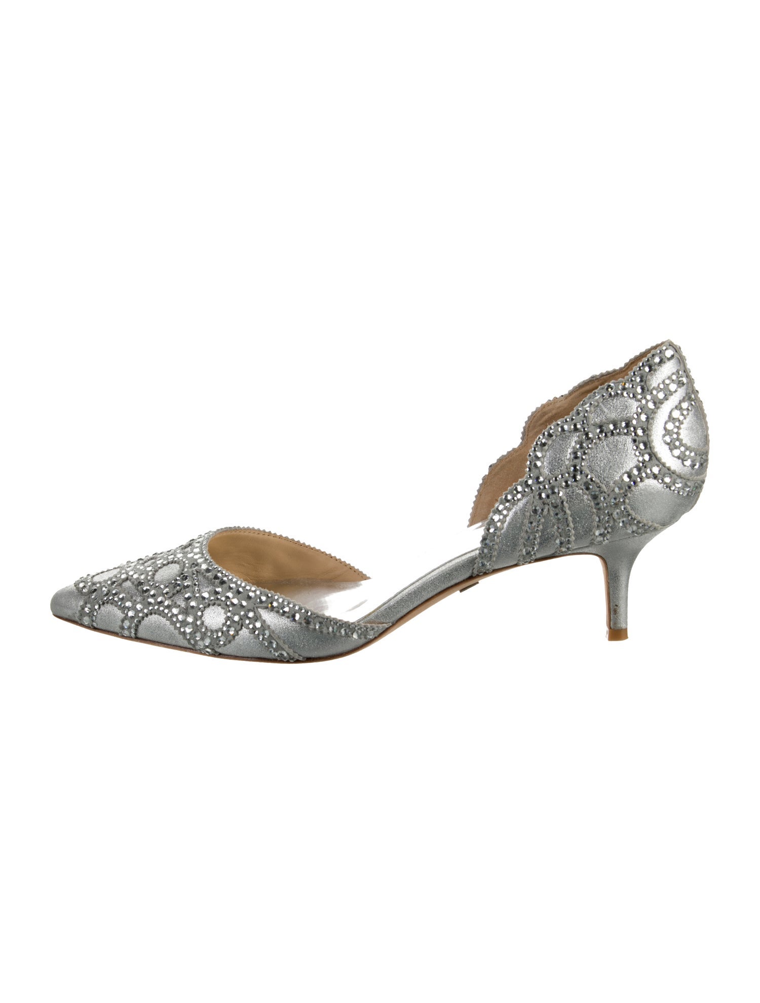 Badgley Mischka Satin Crystal Embellishments D'Orsay Pumps