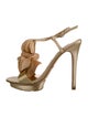 Badgley Mischka Satin Ruffle Embellishment T-Strap Sandals
